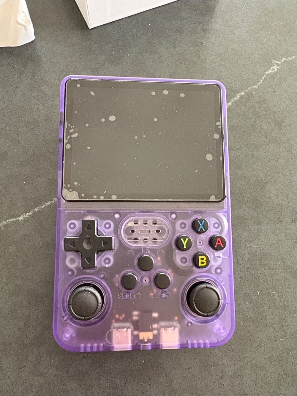 Portable Purple Retro Handheld Gaming Console with Dual Analog Sticks